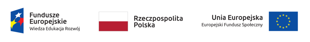 Logotypy: Fundusze Europejskie, Rzeczpospolita Polska, Unia Europejska